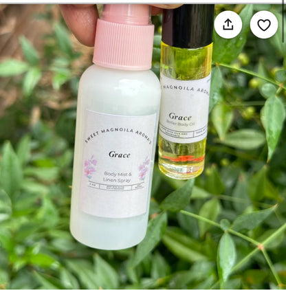 Sweet grace type body/linen mist-roll on body oil